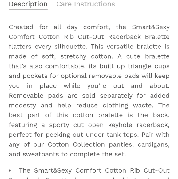 2 New Bralettes Smart & Sexy, S, Cotton & Satin Racerback, pads, stretch, plunge - Picture 15 of 16